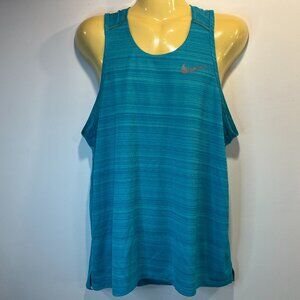 Nike Running Men's Turquoise Breathe Miler Tank Top - Size Large